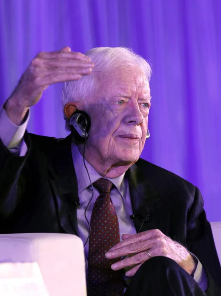 Ehemaliger Präsident Jimmy Carter Spricht Auf Dem Caijing Jahresdialog Während — Stockfoto