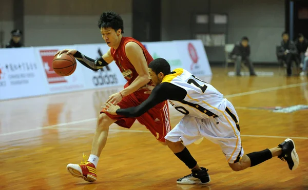 Sun Yue Von Beijing Aoshen Tritt Während Eines Basketballfreundschaftsspiels Chengdu — Stockfoto