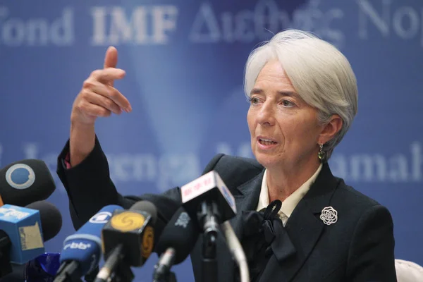 Imf Imf Christine Lagarde 在2011年11月10日于中国北京举行的新闻发布会上发表讲话 — 图库照片