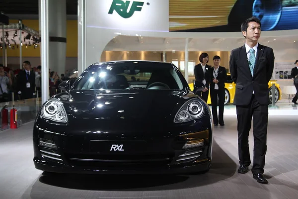 Carro Porsche Está Exposição Durante China Guangzhou International Automobile Exhibition — Fotografia de Stock
