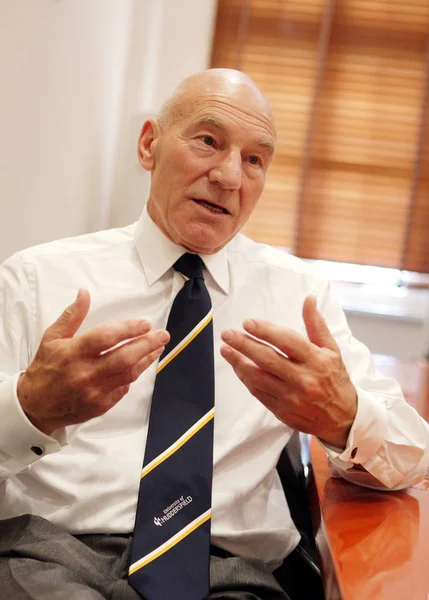 Actor Profesor Británico Sir Patrick Stewart Canciller Universidad Huddersfield Habla — Foto de Stock