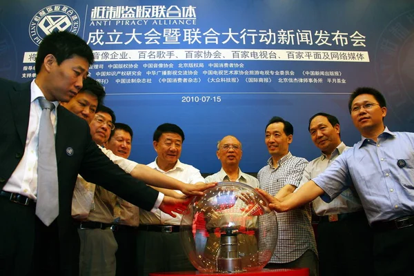 Чжан Хунчен Зліва Голова Fab Enterprise Group Бере Участь Встановленні — стокове фото