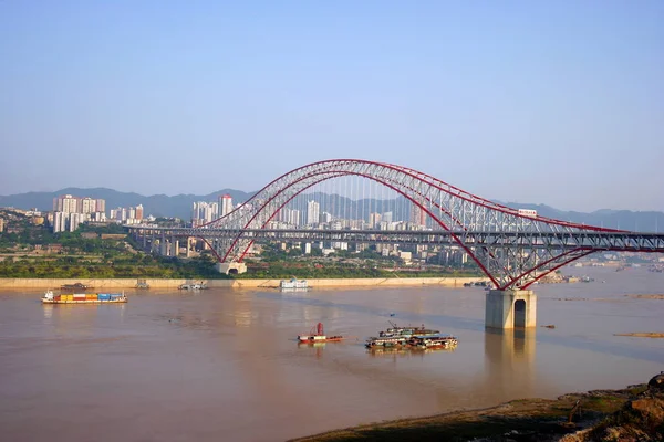 Veduta Del Ponte Del Fiume Chaotianmen Yangtze Chongqing Cina Settembre — Foto Stock