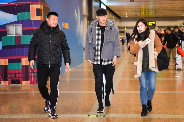 Calciatore Sudcoreano Kim Min Jae Arriva All Aeroporto Internazionale Pechino — Foto Stock