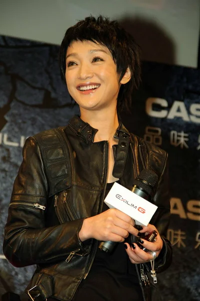Kínai Színésznő Zhou Xun Látható Során Dob Ünnepség Casio Kamera — Stock Fotó