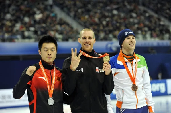 Medalhista Ouro Jean Olivier Canadá Medalhista Prata Gong Qiuwen China — Fotografia de Stock