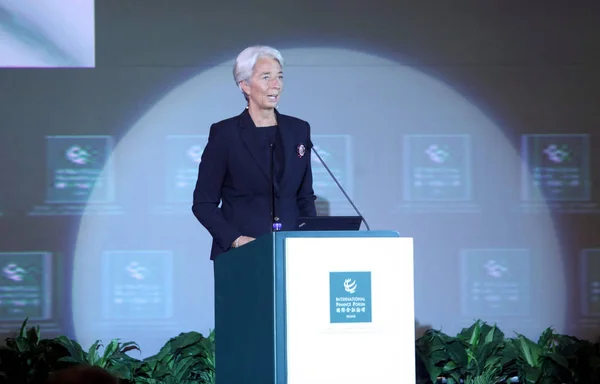 Christine Lagarde Uluslararası Para Fonu Imf Yönetmen Yönetme Sunar Bir — Stok fotoğraf