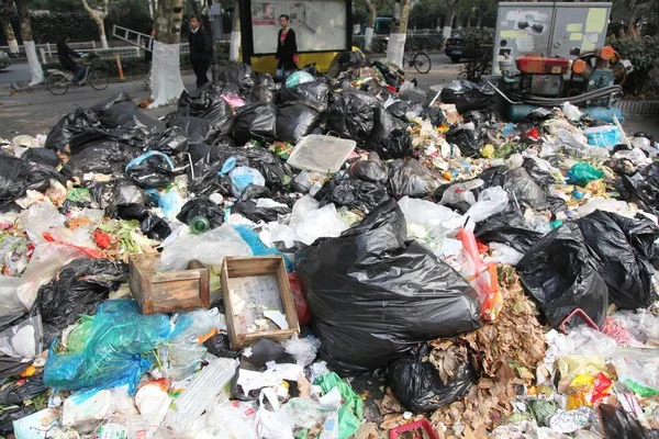 Vista Rua Cheia Lixo Nanjing Leste Província Chinas Jiangsu Novembro — Fotografia de Stock