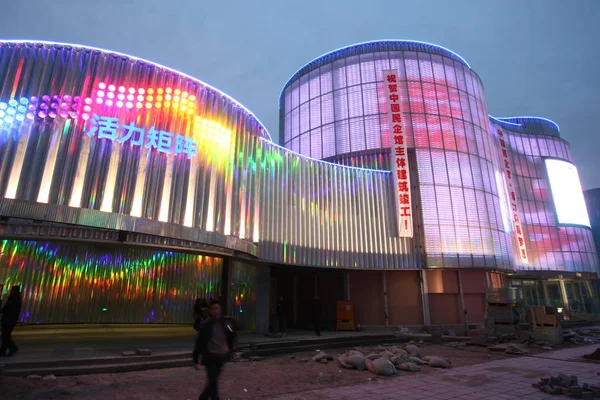 Vedere Noapte Pavilionului Chinezesc Întreprindere Privată Locul Expoziției Din Shanghai — Fotografie, imagine de stoc