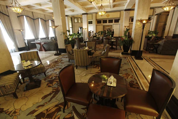 Şangay Yeniden Açılan Peace Hotel Bir Salonun Görünümü Çin Temmuz — Stok fotoğraf