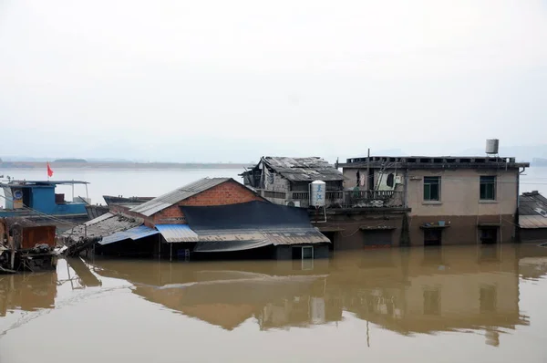 Дома Частично Затоплены После Сильного Дождя Провинции Ланьси Восточный Чинас — стоковое фото