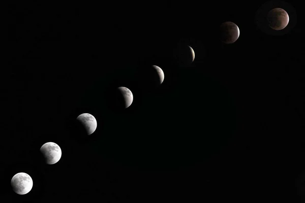 Composite Image Shows Total Lunar Eclipse Pictured Huaibei City East — Stock Photo, Image