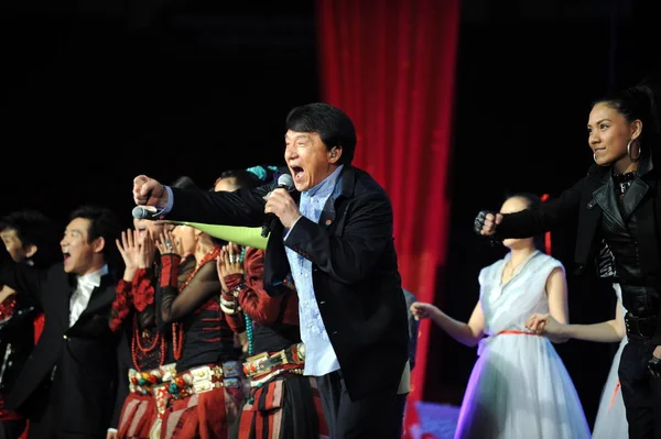 Superestrella Kungfu Hong Kong Jackie Chan Otras Estrellas Ven Estreno —  Fotos de Stock
