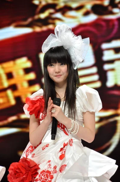 日本のポップ グループ モーニング娘の道重さゆみは Smg 春祭ガラ テレビ番組 上海で 2010 日中に見られる — ストック写真