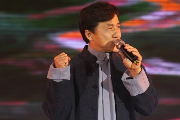 Hong Kong Actor Jackie Chan Performs Concert Wuhan Central Chinas — Stock Photo, Image