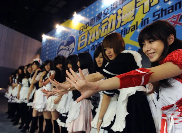 Cosplay Meninas Posar Durante Cerimônia Abertura Japão Anime Festival Xangai — Fotografia de Stock