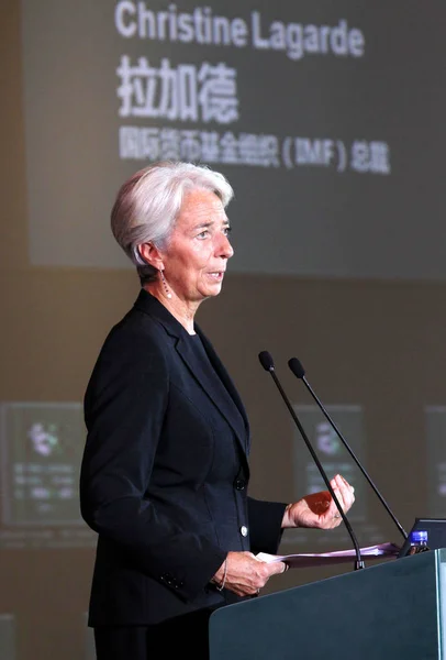 Christine Lagarde Geschäftsführender Direktor Des Imf Internationaler Währungsfonds Hält Eine — Stockfoto