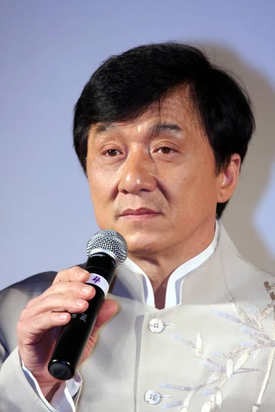 Hongkongské Kungfu Superstar Jackie Chan Vidět Ceremonii Pro Film Little — Stock fotografie