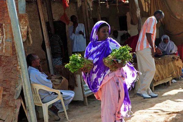 Somalisk Kvinna Innehar Qat Khat Favoritmat För Lokalbefolkningen Gata Garowe — Stockfoto
