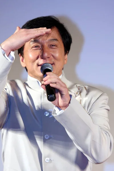 Hongkongské Kungfu Superstar Jackie Chan Vidět Ceremonii Pro Film Little — Stock fotografie