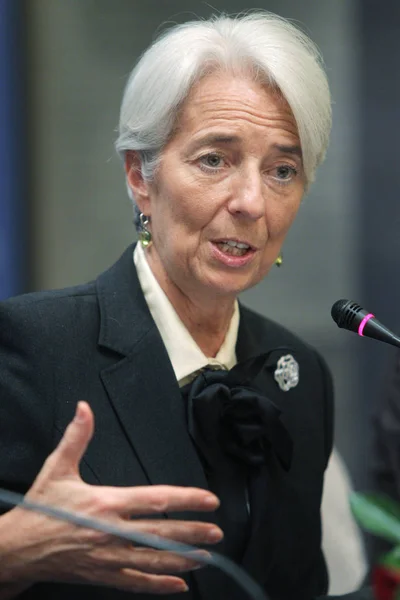 Imf Imf Christine Lagarde 在2011年11月10日于中国北京举行的新闻发布会上发表讲话 — 图库照片