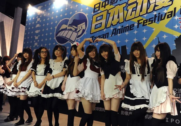 Cosplay Girls Pose Opening Ceremony Japan Anime Festival Shanghai China —  Fotos de Stock