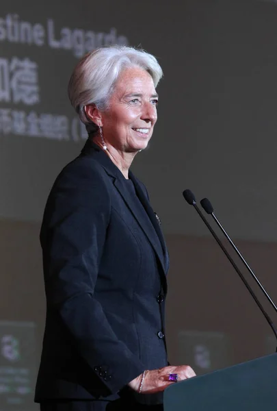 Christine Lagarde Amministratore Delegato Del Fmi Fondo Monetario Internazionale Tiene — Foto Stock