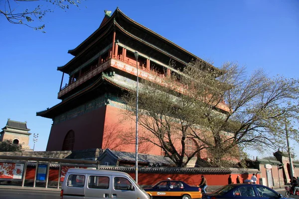 Beskåda Trumma Står Hög Beijing Kina November 2008 — Stockfoto