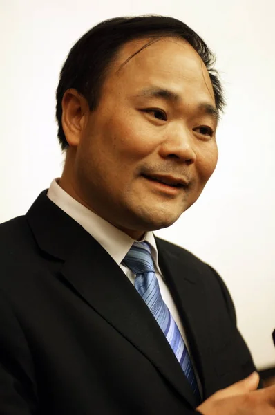 Shufu Prezes Geely Holding Group Jest Postrzegana Podczas Konferencji Pekinie — Zdjęcie stockowe