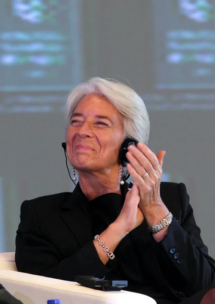 Christine Lagarde Řízení Ředitel Mmf Mezinárodní Měnový Fond Účastní Mezinárodní — Stock fotografie