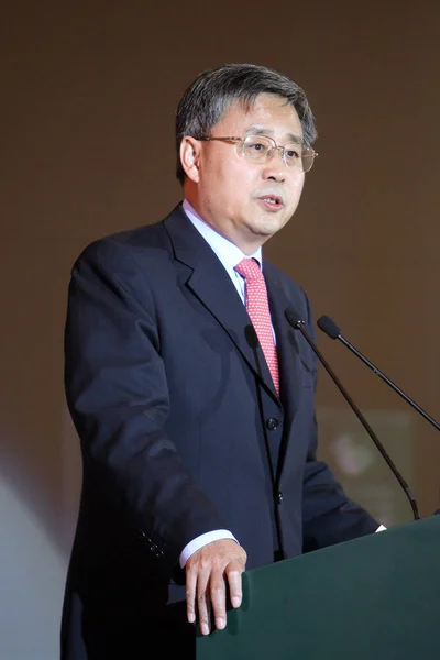 Guo Shuqing Presidente Comisión Reguladora Valores China Pronuncia Discurso Conferencia —  Fotos de Stock