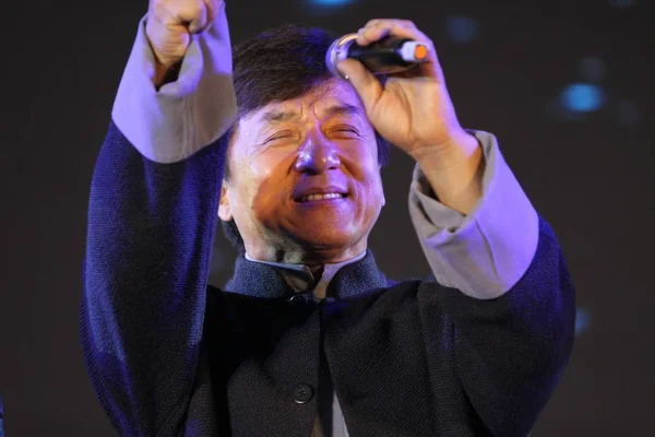 Hong Kong Actor Jackie Chan Performs Concert Wuhan Central Chinas — Stock Photo, Image