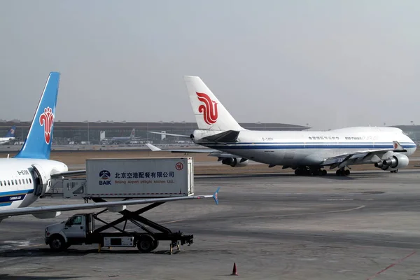 Planes Kínai Southern Airlines Air China Látható Capital International Airport — Stock Fotó