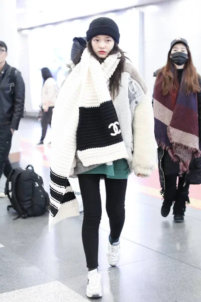 Chinese Actress Jelly Lin Lin Yun Pictured Beijing Capital International — Stock Photo, Image