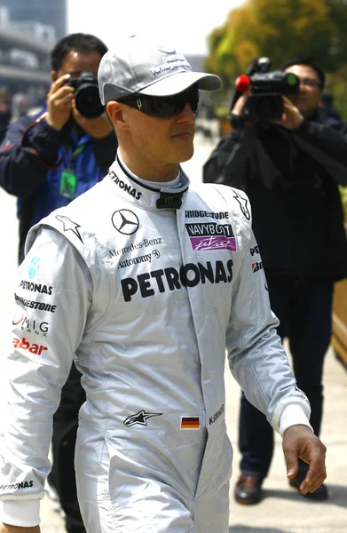 Piloto Alemán Michael Schumacher Del Equipo Mercedes Visto Durante Sesión —  Fotos de Stock