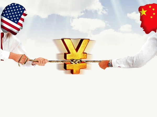 Ilustração Mostra Chinas Rmb Yuan Direito Lutando Com Dólar Americano — Fotografia de Stock