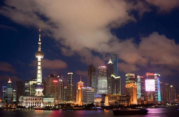 Night View Huangpu River Lujiazui Financial District Oriental Pearl Tower — Stock Photo, Image