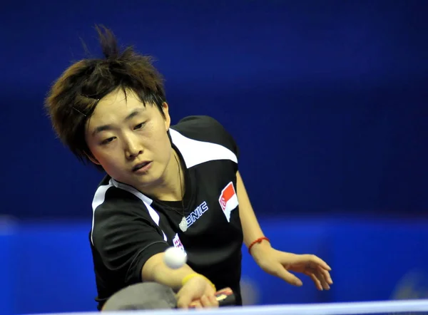 Feng Tianwei Singapur Compite Durante Primera Ronda Individual Femenina Del — Foto de Stock
