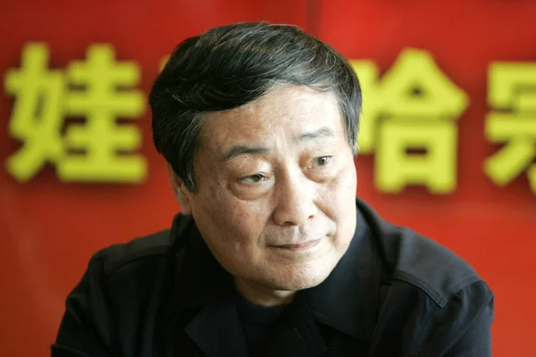 Zong Qinghou Předseda Wahaha Group Vidět Tiskové Konferenci Pekingu Čína — Stock fotografie