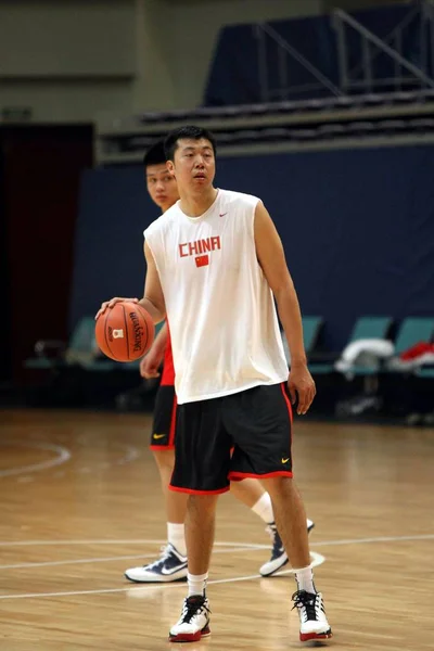 Wang Zhizhi Chinese National Mens Basketball Team Seen Training Session — Stock Photo, Image