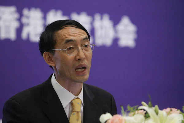 Wang Viceprezident Čínské Rozvojové Banky Cdb Viděn Během Konference Šanghaji — Stock fotografie