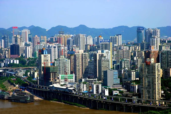 Vista Clusters Edifícios Escritórios Apartamentos Residenciais Distrito Yuzhong Município Chongqing — Fotografia de Stock