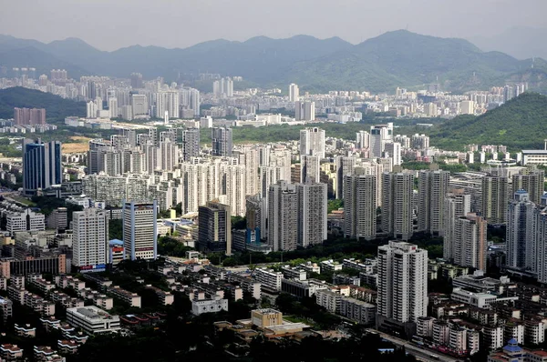 Vista Clusters Arranha Céus Escritórios Arranha Céus Prédios Residenciais Cidade — Fotografia de Stock