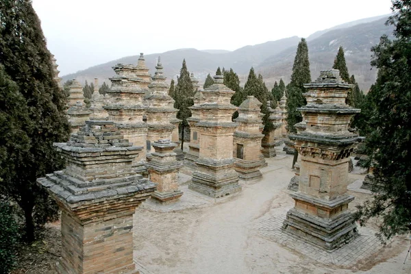 Blick Auf Den Pagodenwald Shaolin Tempel Auf Dem Songshan Berg — Stockfoto