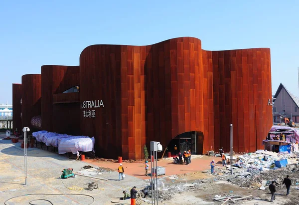 Pavilhão Austrália Está Construção Local Exposição Xangai China Março 2010 — Fotografia de Stock