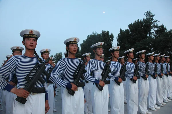 Китайський Флот Солдатів Пла Армія Визволення Народів Вправи Під Час — стокове фото