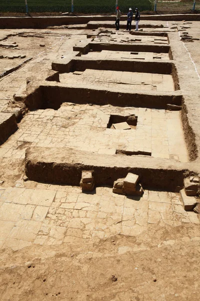 Вид Розкопок Гробницю Цао Xiu Відзначив Генерала Трьох Царств Період — стокове фото
