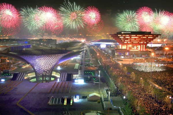 Fireworks Explode Expo Site Opening Ceremony World Expo 2010 Shanghai — Stock Photo, Image