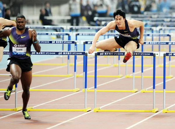 David Oliver Amerika Birleşik Devleti Sol Chinas Liu Xiang Iaaf — Stok fotoğraf