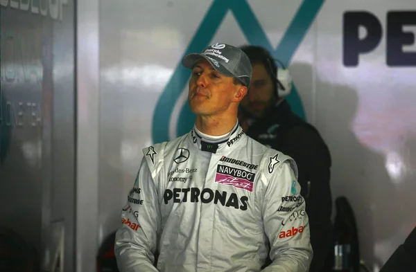 Pilote Allemand Michael Schumacher Équipe Mercedes Est Lors Séance Essais — Photo